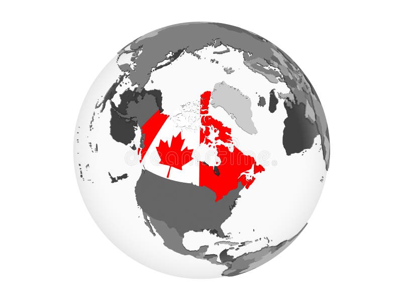 Canada with flag on Earth stock illustration. Illustration of