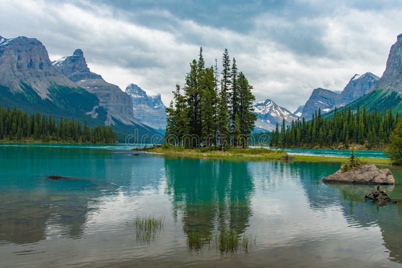 Canada Forest Landscape of Spirit Island with Big Mountain in the ...