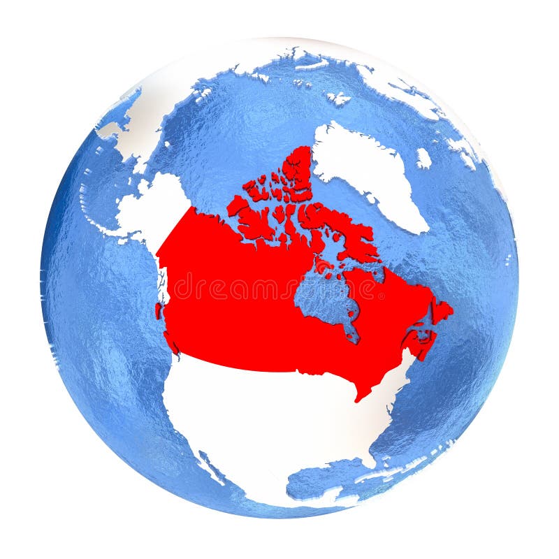 Canada on isolated globe stock illustration. Illustration of north