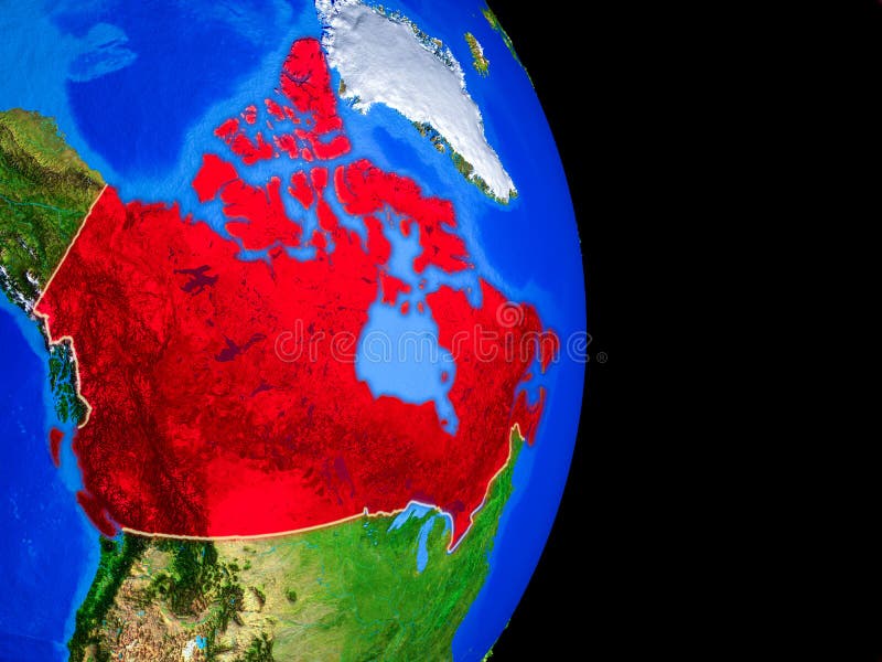Canada on globe from space stock illustration. Illustration of country