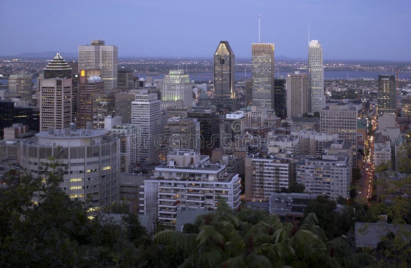 Montreal viewed from the Parc Mont Royal viewpoint. Quebec Province in southeastern Canada. Montreal viewed from the Parc Mont Royal viewpoint. Quebec Province in southeastern Canada