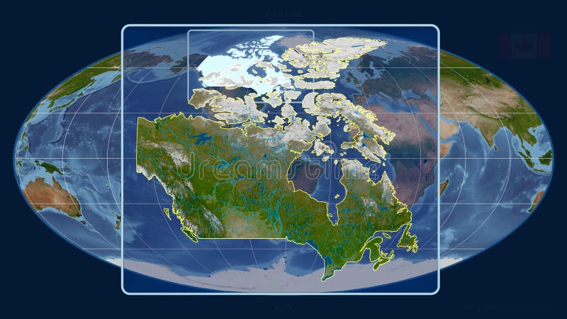 Canada - Satellite. Mollweide, Centered Stock Illustration