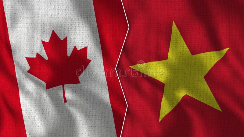 Canada and Vietnam Half Flags Together Stock Illustration ...