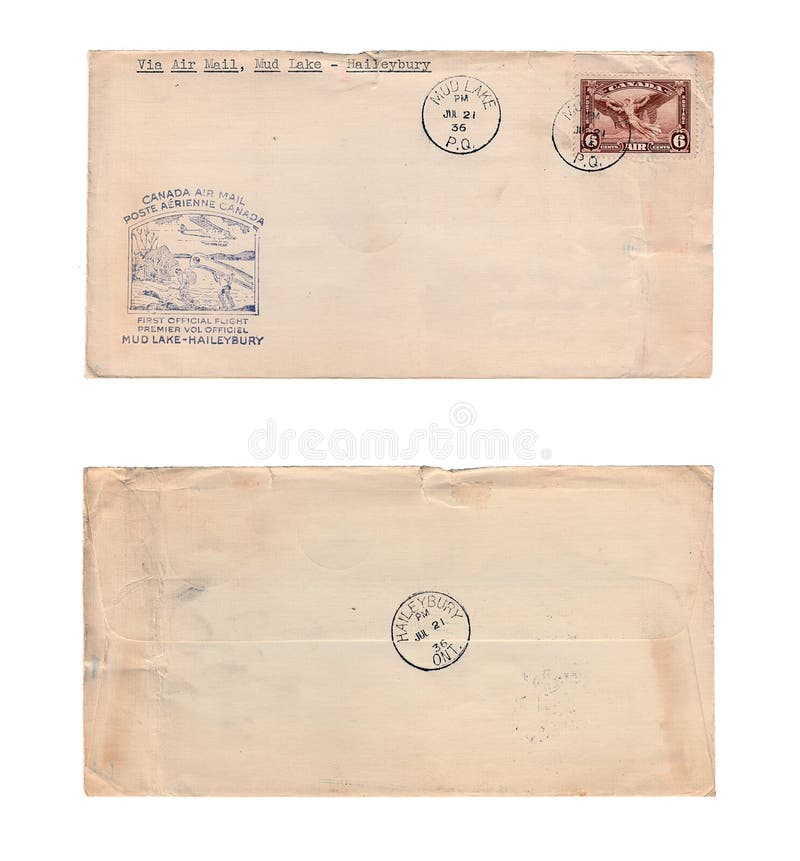 Enveloppe Vintage Canadian Air Mail Avant Et Arrière De 1930 Photo stock  éditorial - Image du grunge, canada: 160945133
