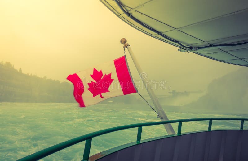 Canadian Flag on a Boat at Niagara Falls . ( Filtered Image Pro Stock