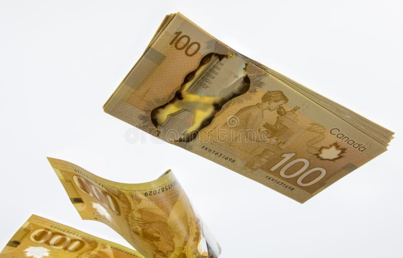 Canadian One Hundred Dollar Bills stock images