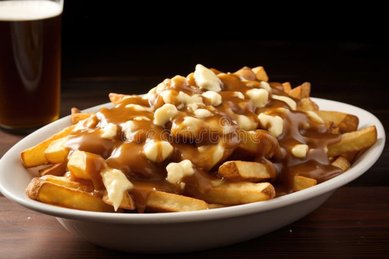 Canadian Poutine with Cheese Curds and Thick Gravy Stock Image Image