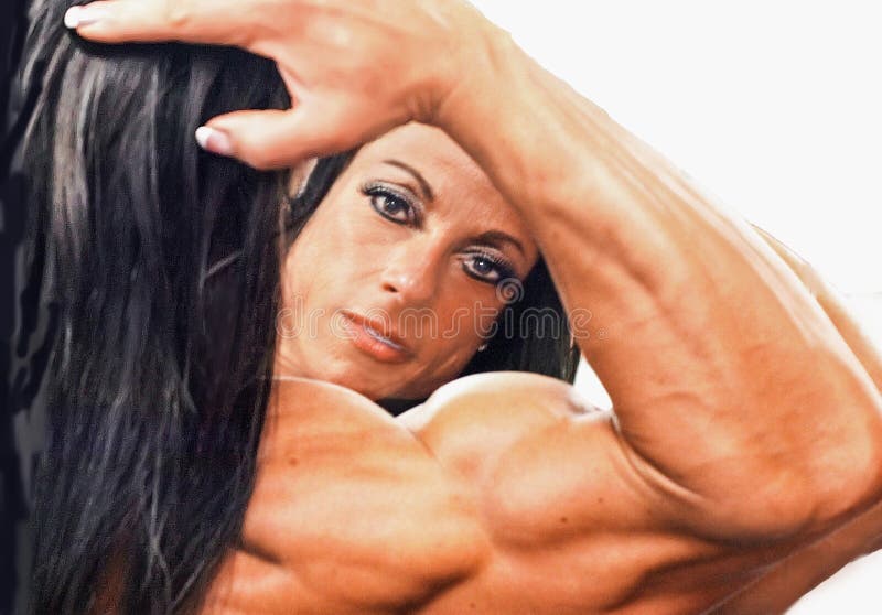 Beautiful veins thick vascular chest female bodybuilder huge arms