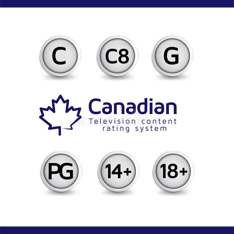 Canadian Television Content Rating System Vector Icon Buttons Stock