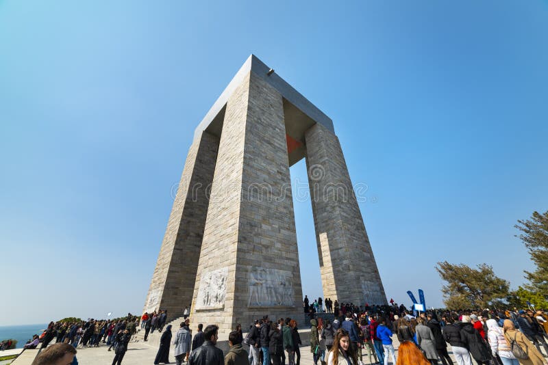 CANAKKALE, TURKEY - MARCH 26, 2022: Canakkale Martyrs` Memorial in Canakkale Strait Dardanelles. CANAKKALE, TURKEY - MARCH 26, 2022: Canakkale Martyrs` Memorial in Canakkale Strait Dardanelles