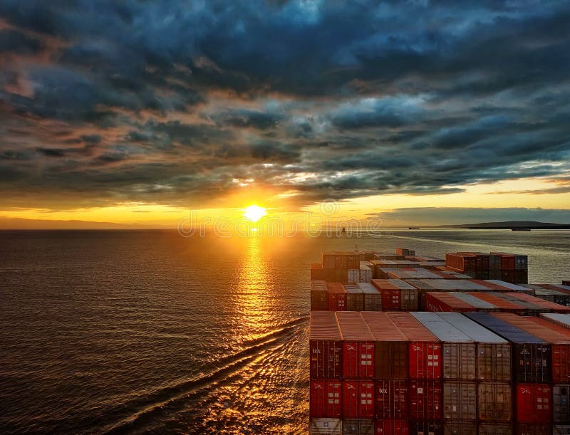 Canakkale strait transit at beautiful sunset