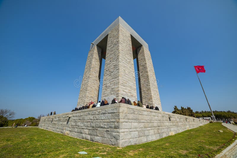 CANAKKALE, TURKEY - MARCH 26, 2022: Canakkale Martyrs` Memorial in Canakkale Strait Dardanelles. CANAKKALE, TURKEY - MARCH 26, 2022: Canakkale Martyrs` Memorial in Canakkale Strait Dardanelles