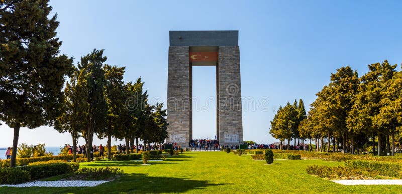 CANAKKALE, TURKEY - MARCH 26, 2022: Canakkale Martyrs` Memorial in Canakkale Strait Dardanelles. CANAKKALE, TURKEY - MARCH 26, 2022: Canakkale Martyrs` Memorial in Canakkale Strait Dardanelles