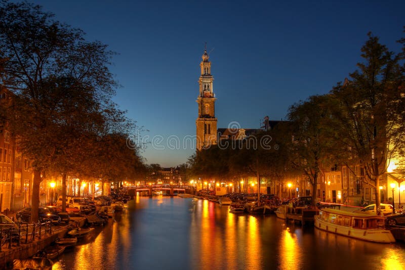 Canal de Prinsengracht en Amsterdam, Países Bajos fotos de archivo libres de regalías Canal de Prinsengracht en Amsterdam, Países Bajos fotos de archivo libres de regalías