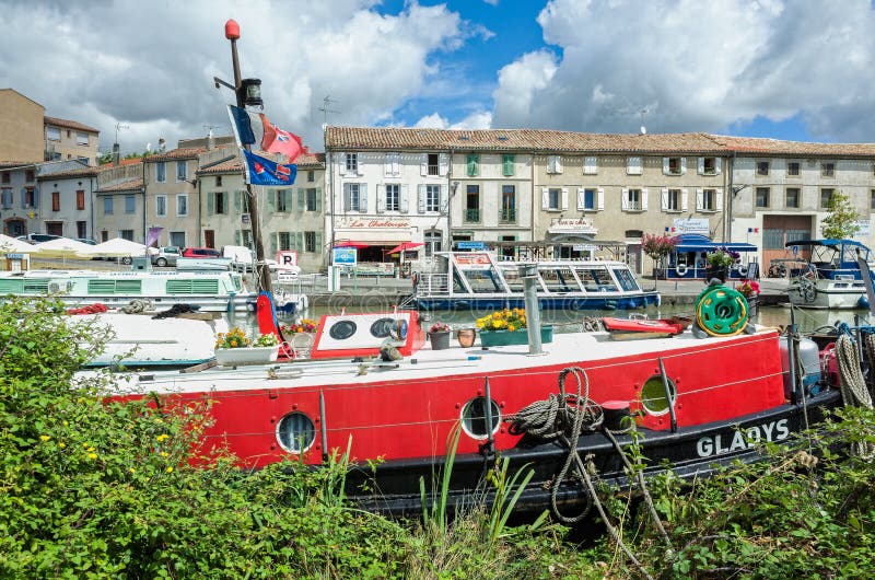 Houseboats on the Canal du Midi in Castelnaudary, Languedoc-Rousillon, France. Houseboats on the Canal du Midi in Castelnaudary, Languedoc-Rousillon, France.