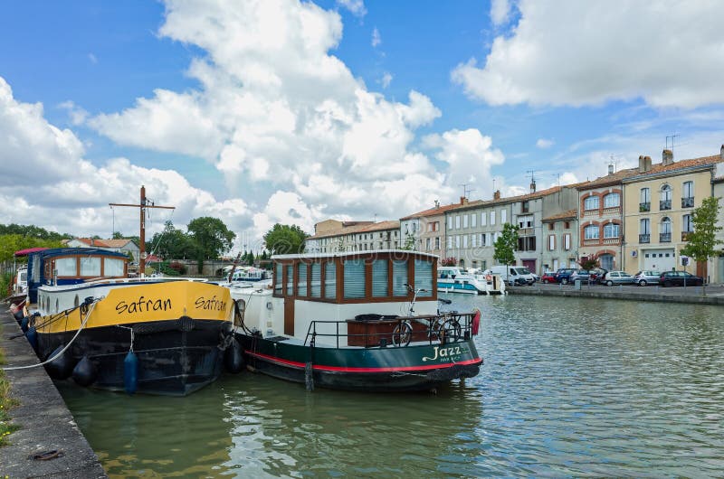 Houseboats on the Canal du Midi in Castelnaudary, Languedoc-Rousillon, France. Houseboats on the Canal du Midi in Castelnaudary, Languedoc-Rousillon, France.