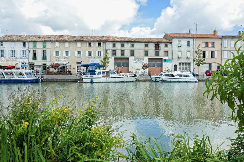 Houseboats on the Canal du Midi in Castelnaudary, Languedoc-Rousillon, France. Houseboats on the Canal du Midi in Castelnaudary, Languedoc-Rousillon, France.