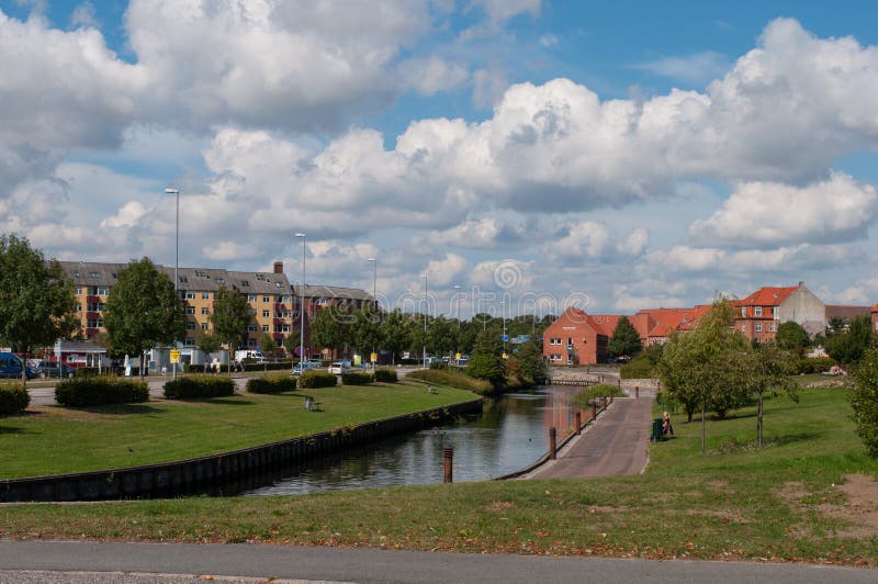 Canal in Naestved Denmark editorial stock photo. Image of nature