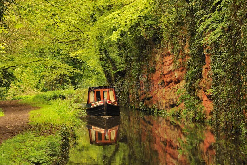 Canal narrowboat, summer