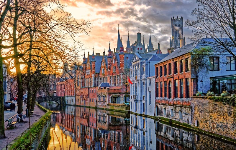 Canals of Bruges (Brugge), Belgium. Winter evening view. Canals of Bruges (Brugge), Belgium. Winter evening view.