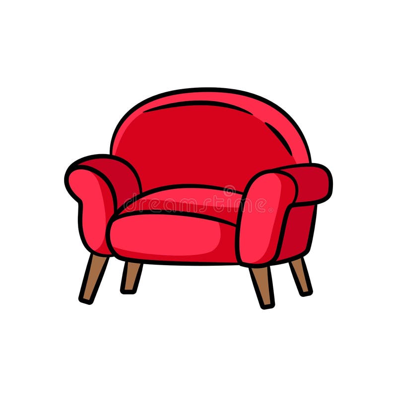Canapé Rouge Dans Le Style De Dessin Vecteur Isolé. Illustration de Vecteur  - Illustration du meubles, lifestyle: 213505117