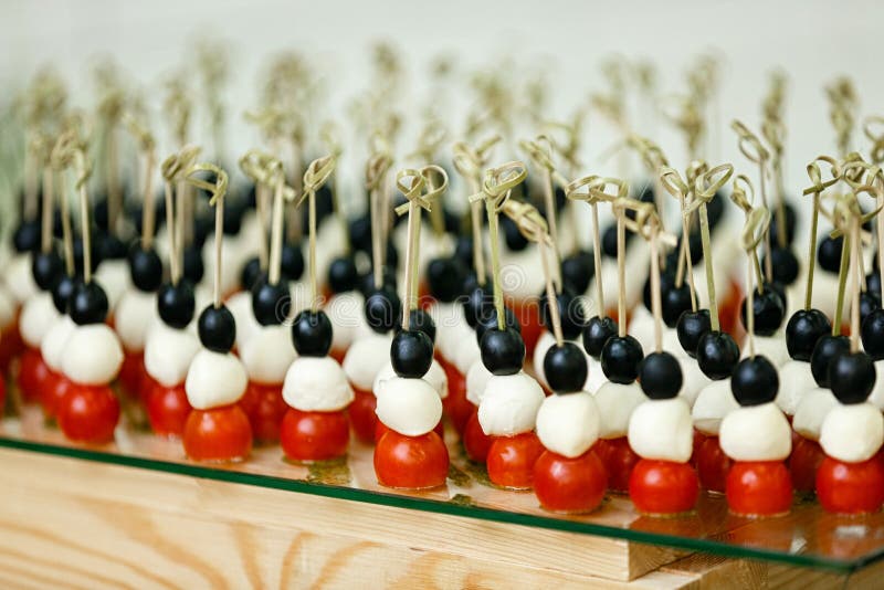 Canape, Canape on table event stock photos