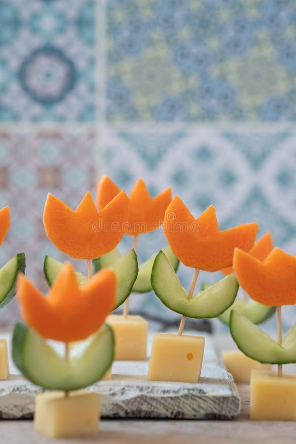 Canape with Cucumber, Carrot and Cheese Stock Photo Image of healthy