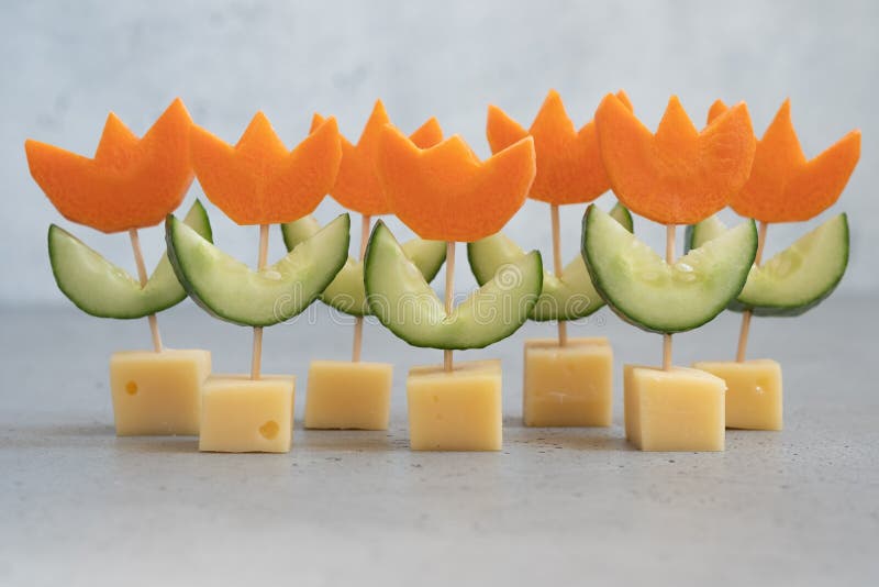 Canape with Cucumber, Carrot and Cheese Stock Photo Image of healthy