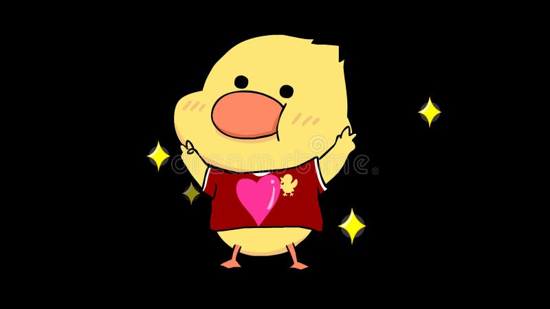 Canard animé avec chemise rouge sur fond transparent illustration stock