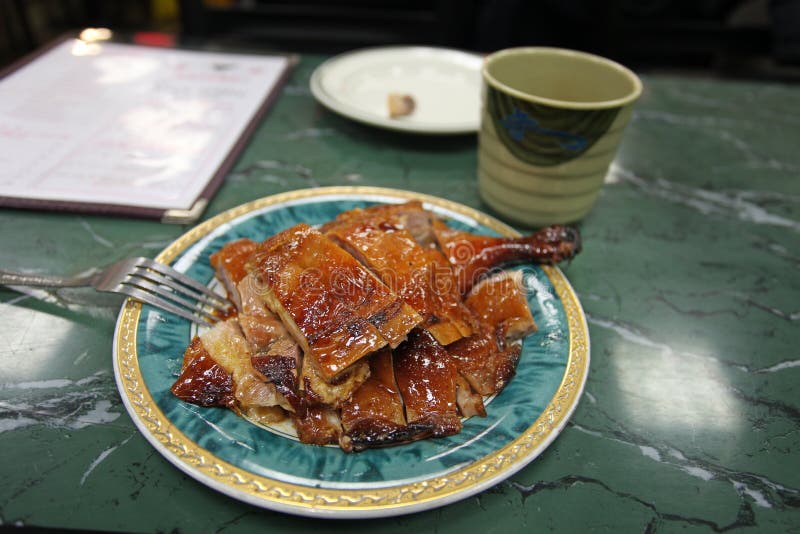 Canard de Pékin en café de ville de la Chine, NYC, Etats-Unis photographie stock Canard de Pékin en café de ville de la Chine, NYC, Etats-Unis photographie stock