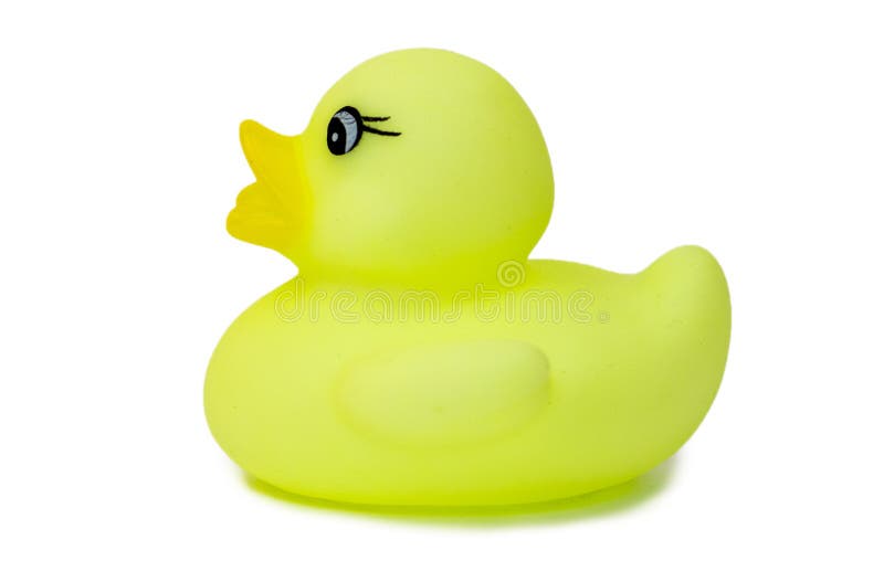 Canard en caoutchouc de bain d'isolement sur le blanc images stock Canard en caoutchouc de bain d'isolement sur le blanc images stock