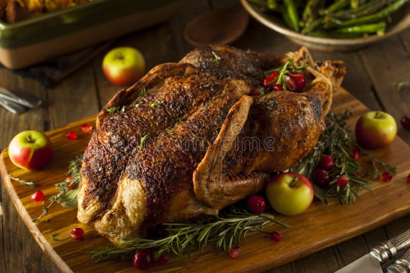 Canard rôti fait maison avec des herbes photographie stock libre de droits Canard rôti fait maison avec des herbes photographie stock libre de droits