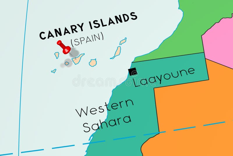 Canarische Eilanden, Spanje - dat op politieke kaart wordt gespeld