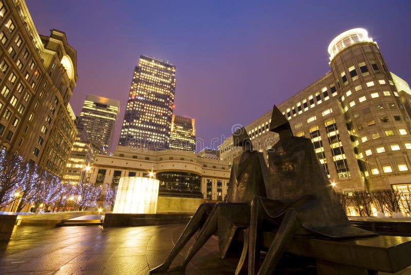 Canary Wharf at night stock image Canary Wharf at night stock image