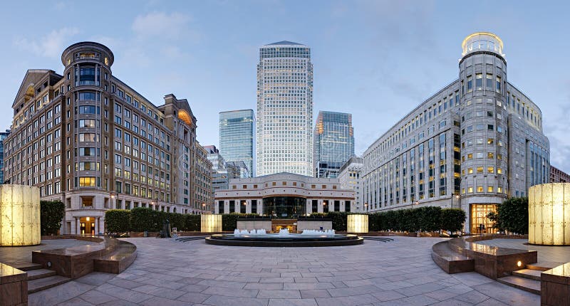 Canary Wharf skyline from Cabot Square, London