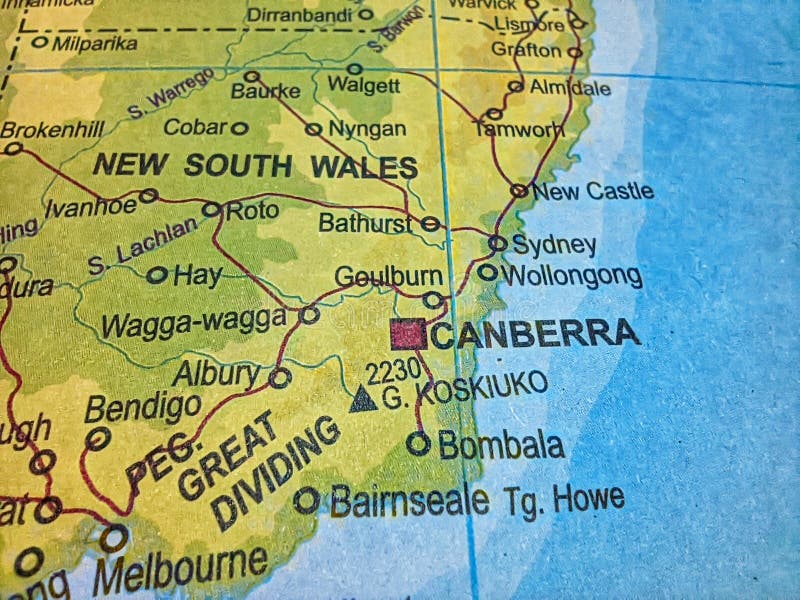 Canberra on the map, Australia. royalty free stock photography