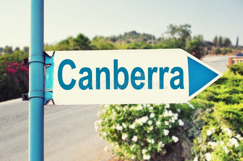 Canberra, Panneau Routier D'Australie Image stock Image du endroit, guider 70410091