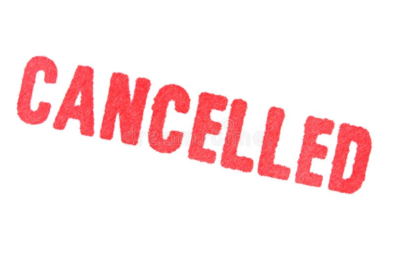 CANCELLED - red Rubber Stamp isolated on white background. CANCELLED - red Rubber Stamp isolated on white background.