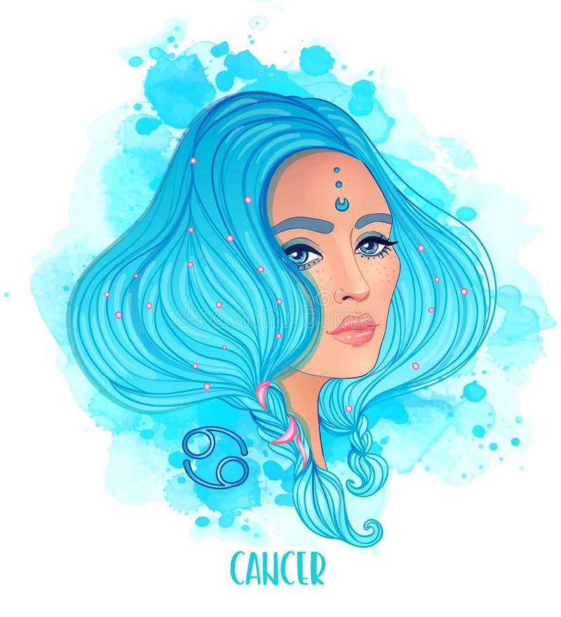 Cancer Astrological Sign As a Beautiful Girl Stock Illustration ...