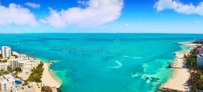 Cancun aerial view Hotel Zone of Mexico royalty free stock images