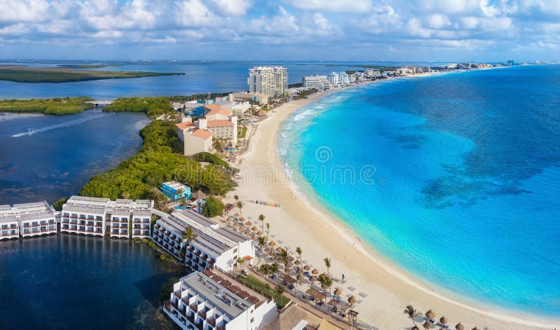Cancun beach during the day stock photography