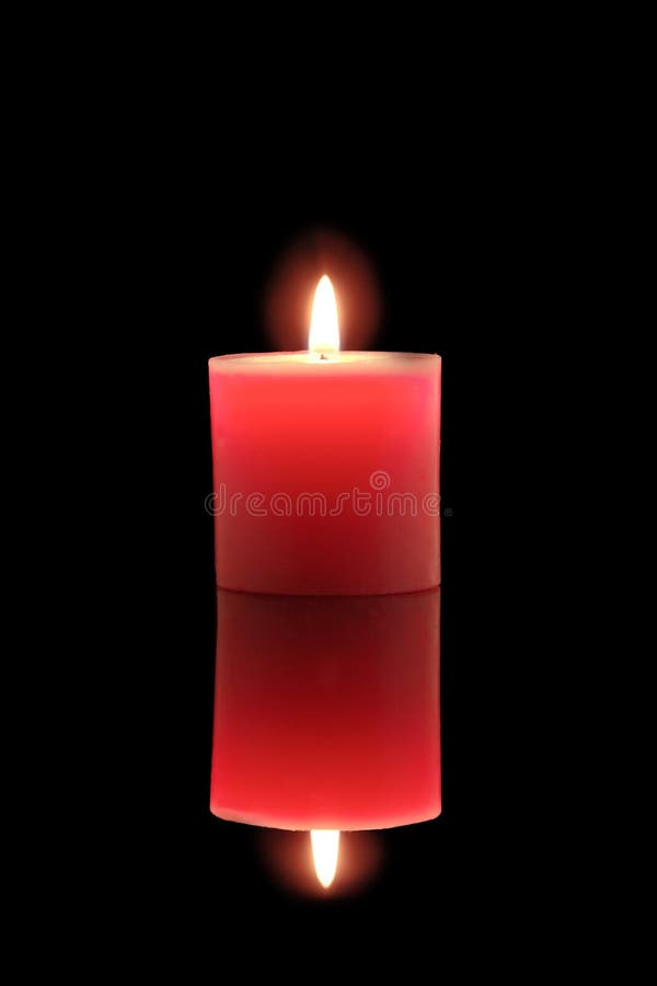 Candela Bianca in Vecchio Candeliere Nero, Sopra Rosso Fotografia Stock