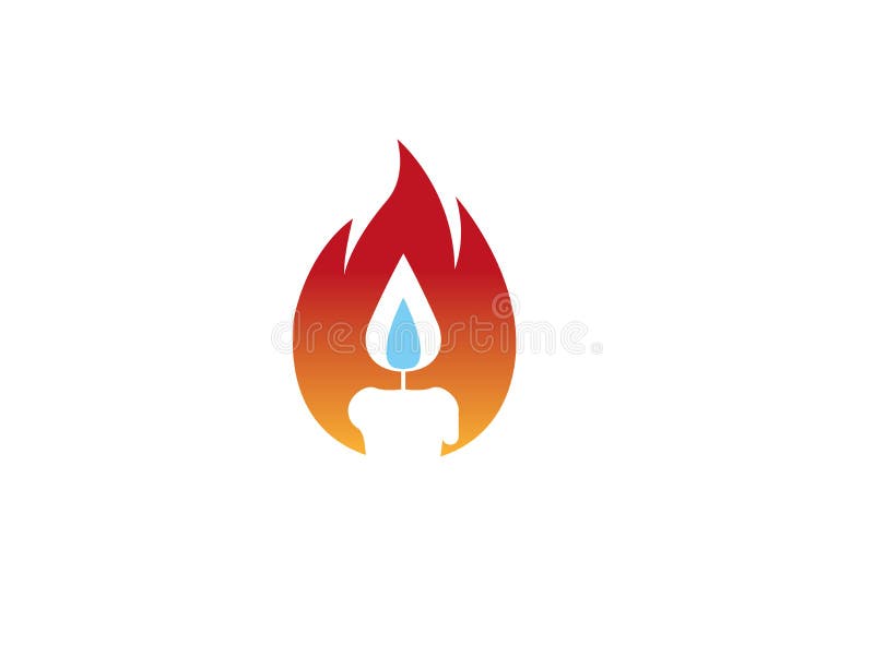 Candela in una fiamma di fuoco per l'illustrazione di progettazione di logo