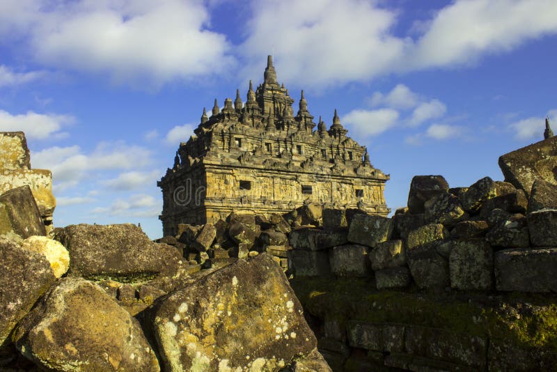 Candi Plaosan, a Buddhist Temple Located in Klaten Central Java, Indonesia, with a Background of
