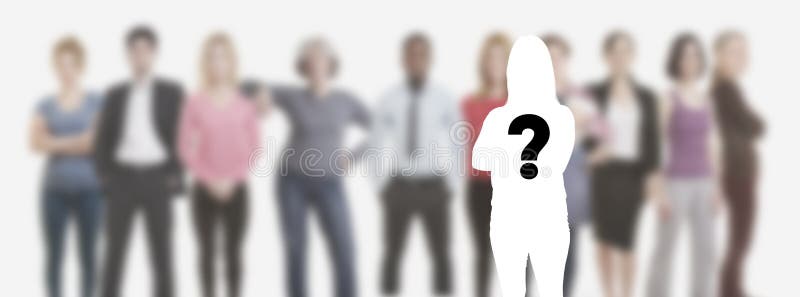 Candidats et employés recherchés devant un groupe de personnes photo stock