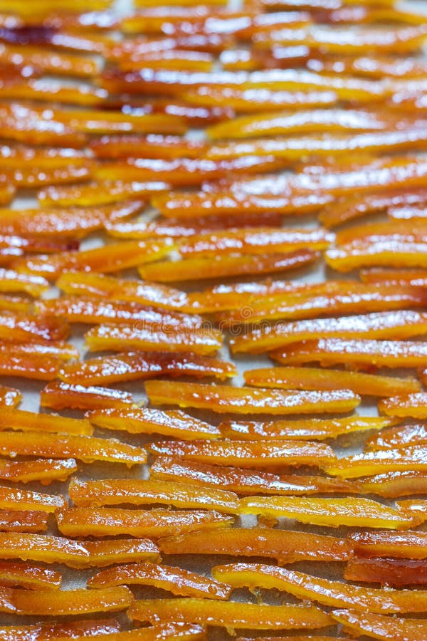 Candied Orange Peel, Cooked in Sugar Syrup with Vanilla and Ginger