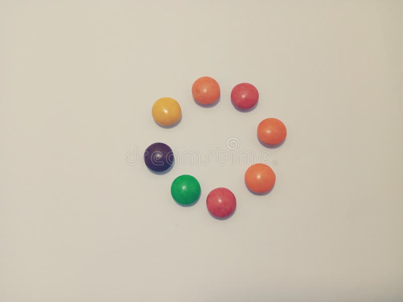 Candies Arranged in a Circle Isolate on White Backround Stock Image