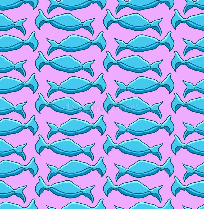 Candies in Blue Wrapper Seamless Pattern on Pink Background Stock