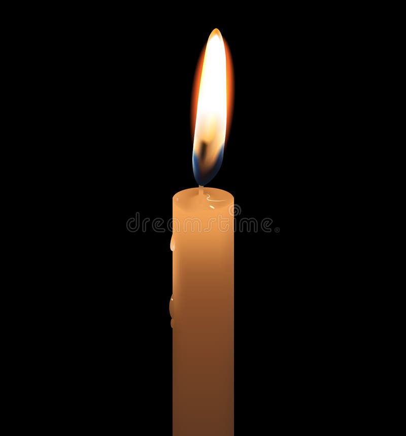 Mourning Symbol with Black Ribbon Around White Candle Light in Frame on