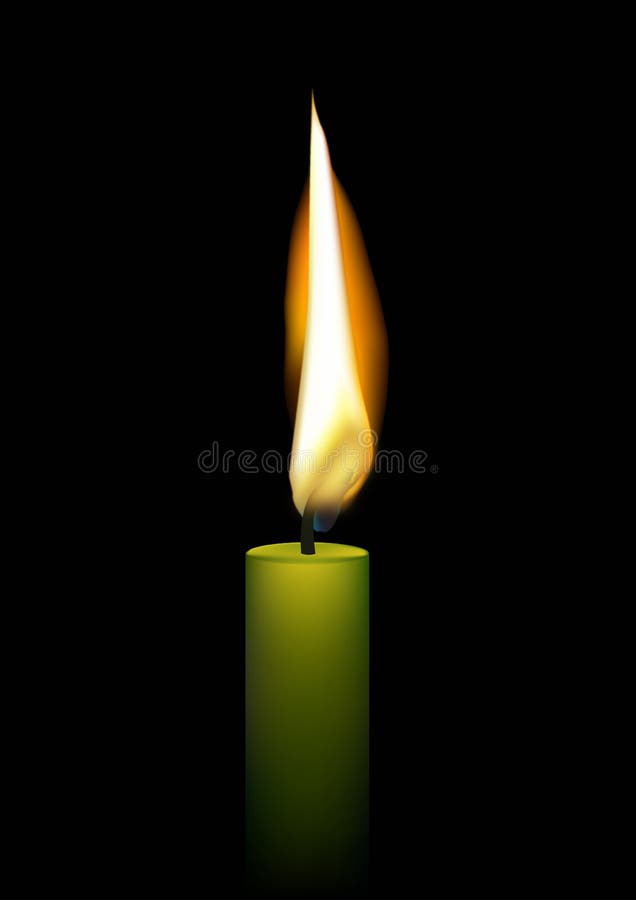 Mourning Symbol with Black Ribbon Around White Candle Light in Frame on